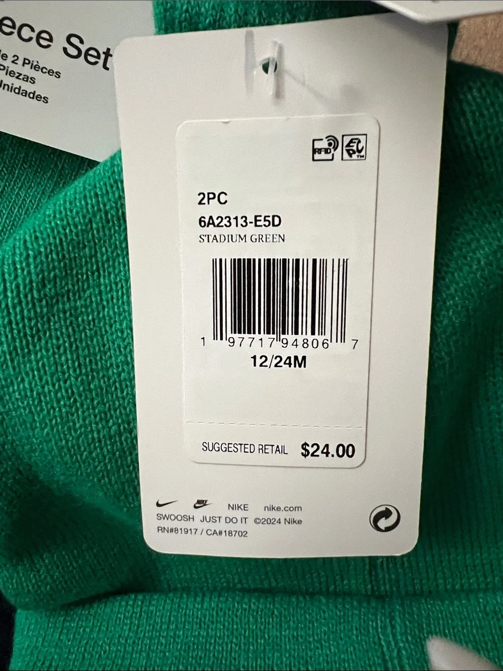Nike Kids Green Knit Beanie and Mittens Set